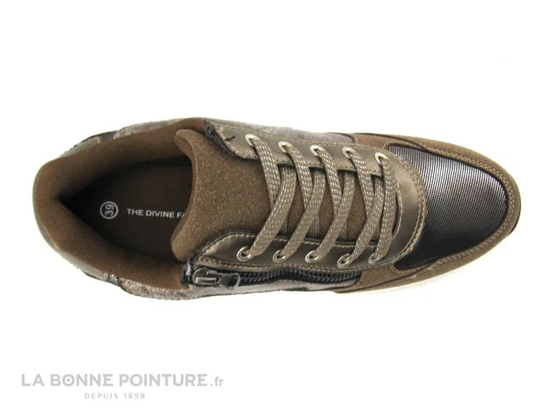 Achat chaussures The Divine Factory Femme Basket, vente The divine factory AP4014 taupe - baskets femme