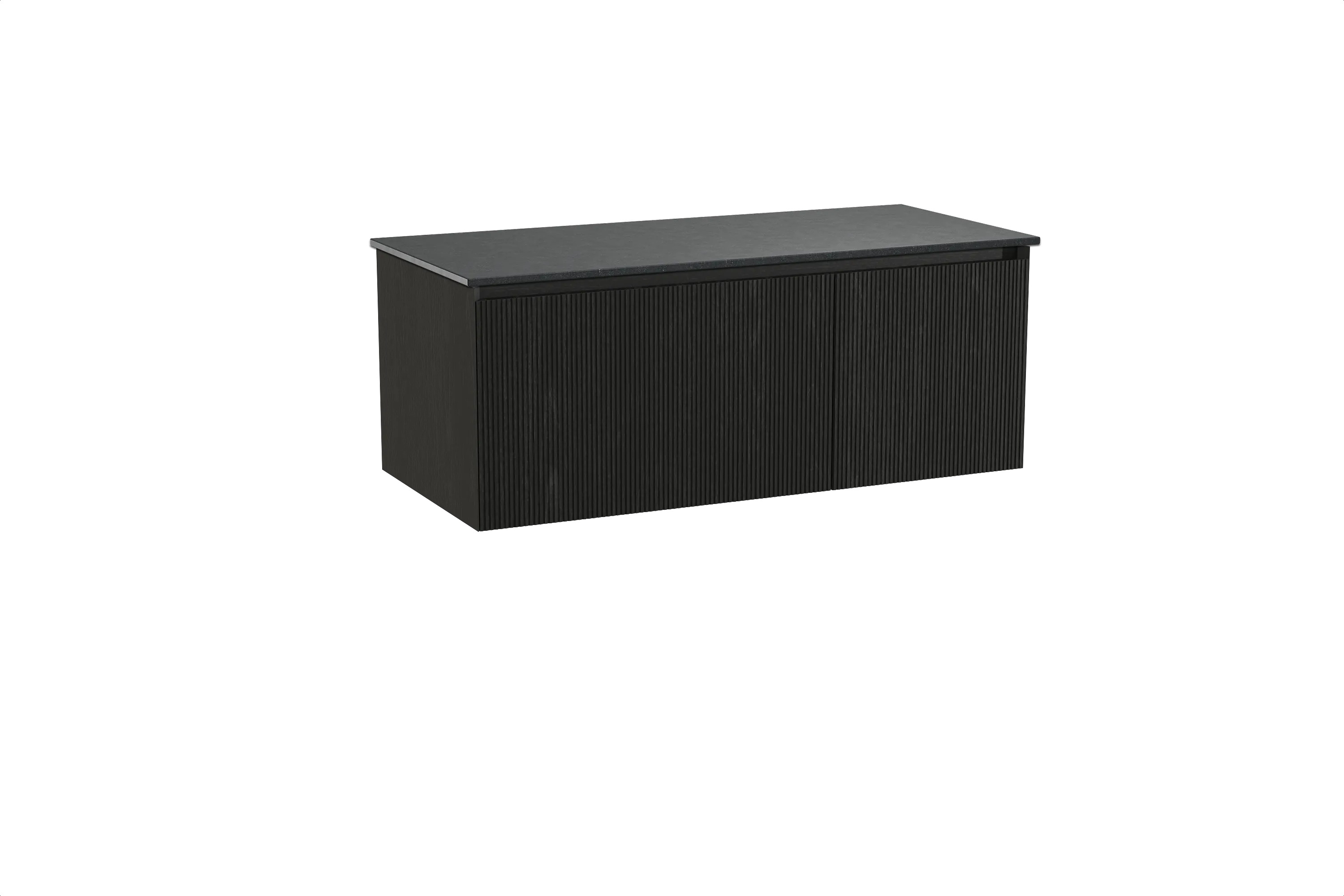 Balmani Fila meuble salle de bains suspendu 120 x 55 cm chêne noir avec Stretto tablette simple en granit noir, Nervure droite s