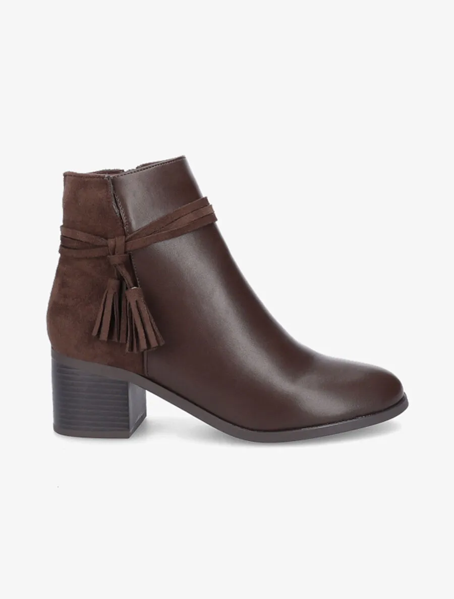 Bottines bi-matière à pompon