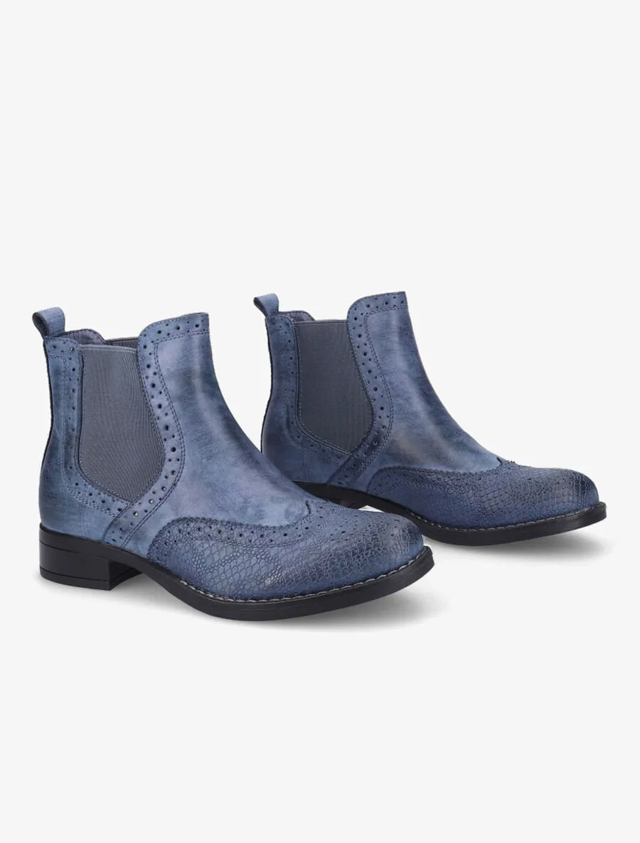 Bottines bi-matière effet patiné