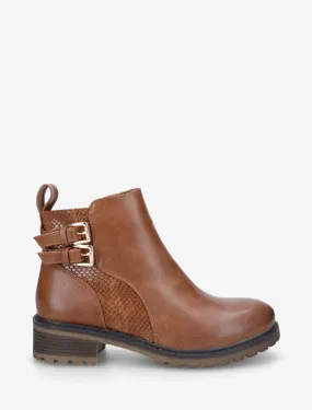 Bottines en simili à détail croco