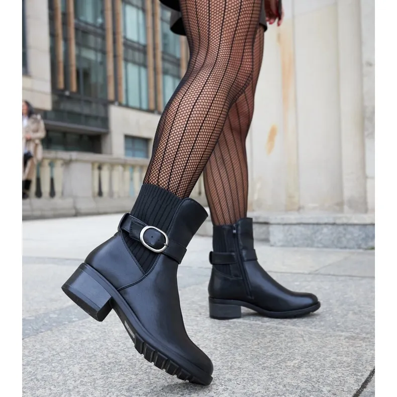 Bottines noires avec boucle Archuleta décorative le noir