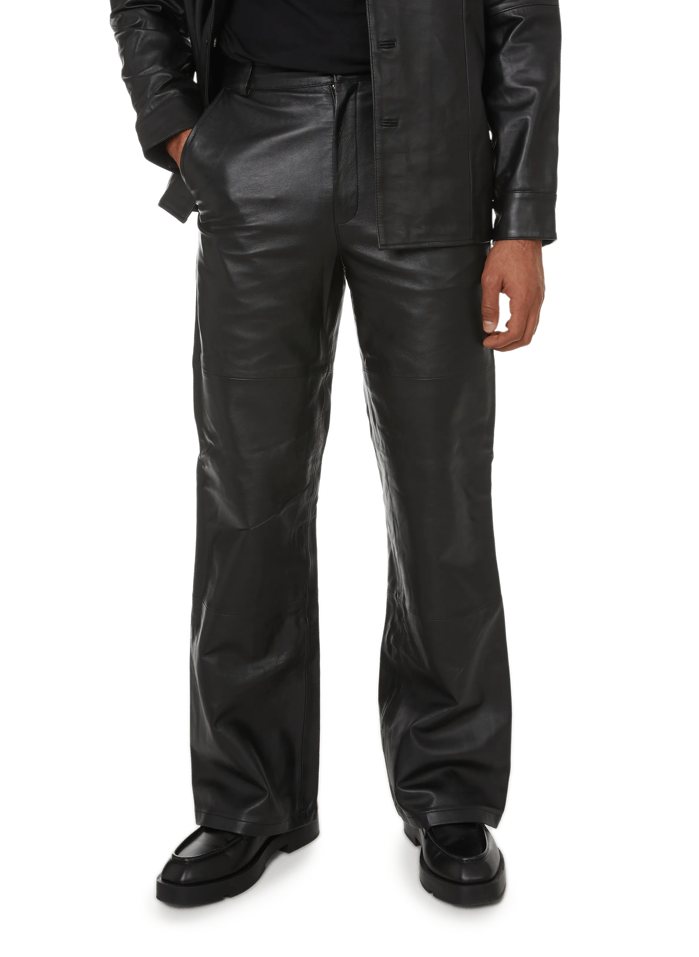 DEADWOOD  Pantalon en cuir recyclé - Noir