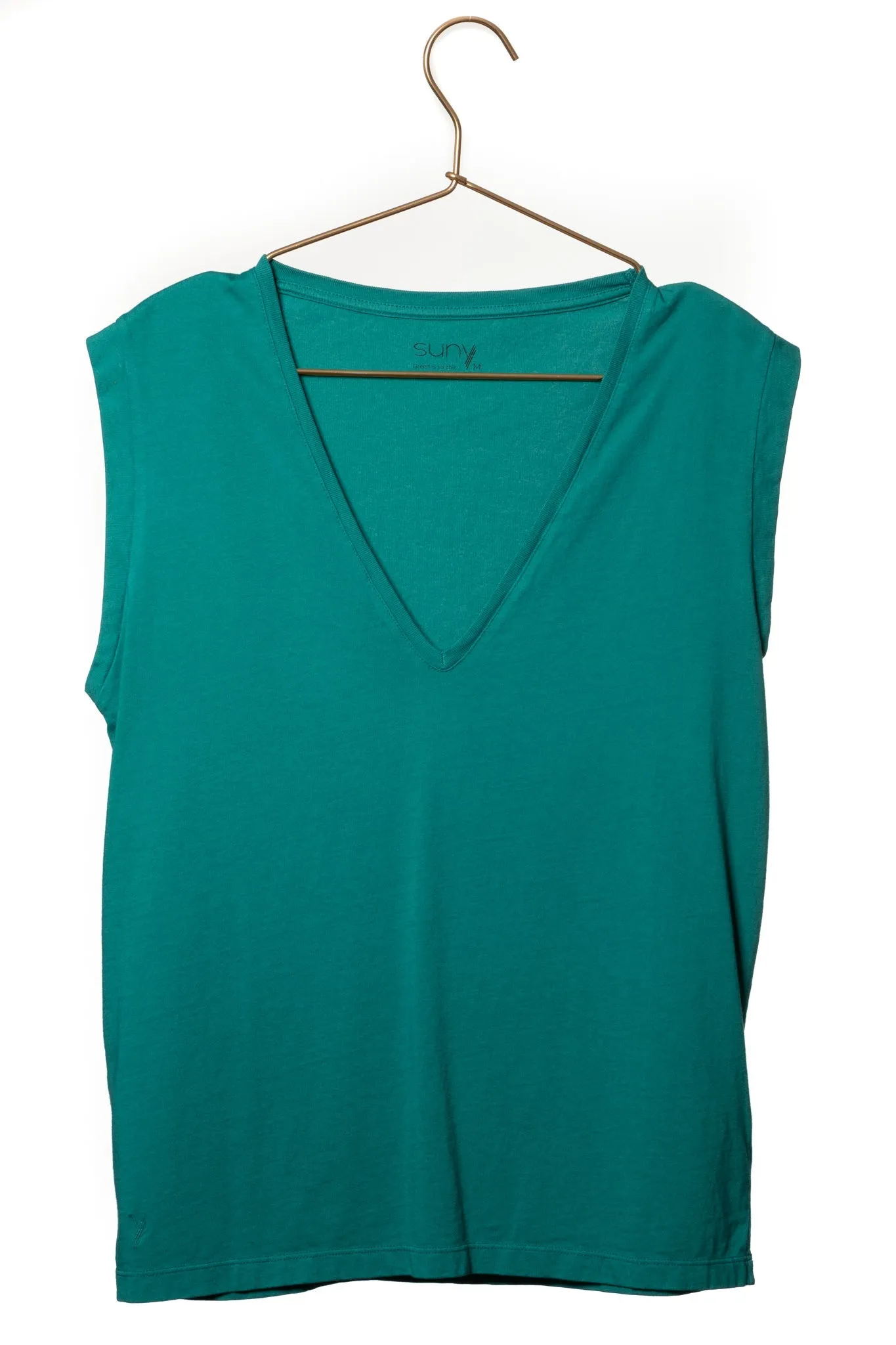 Débardeur en coton bio RELAX V SUNY vert emeraude