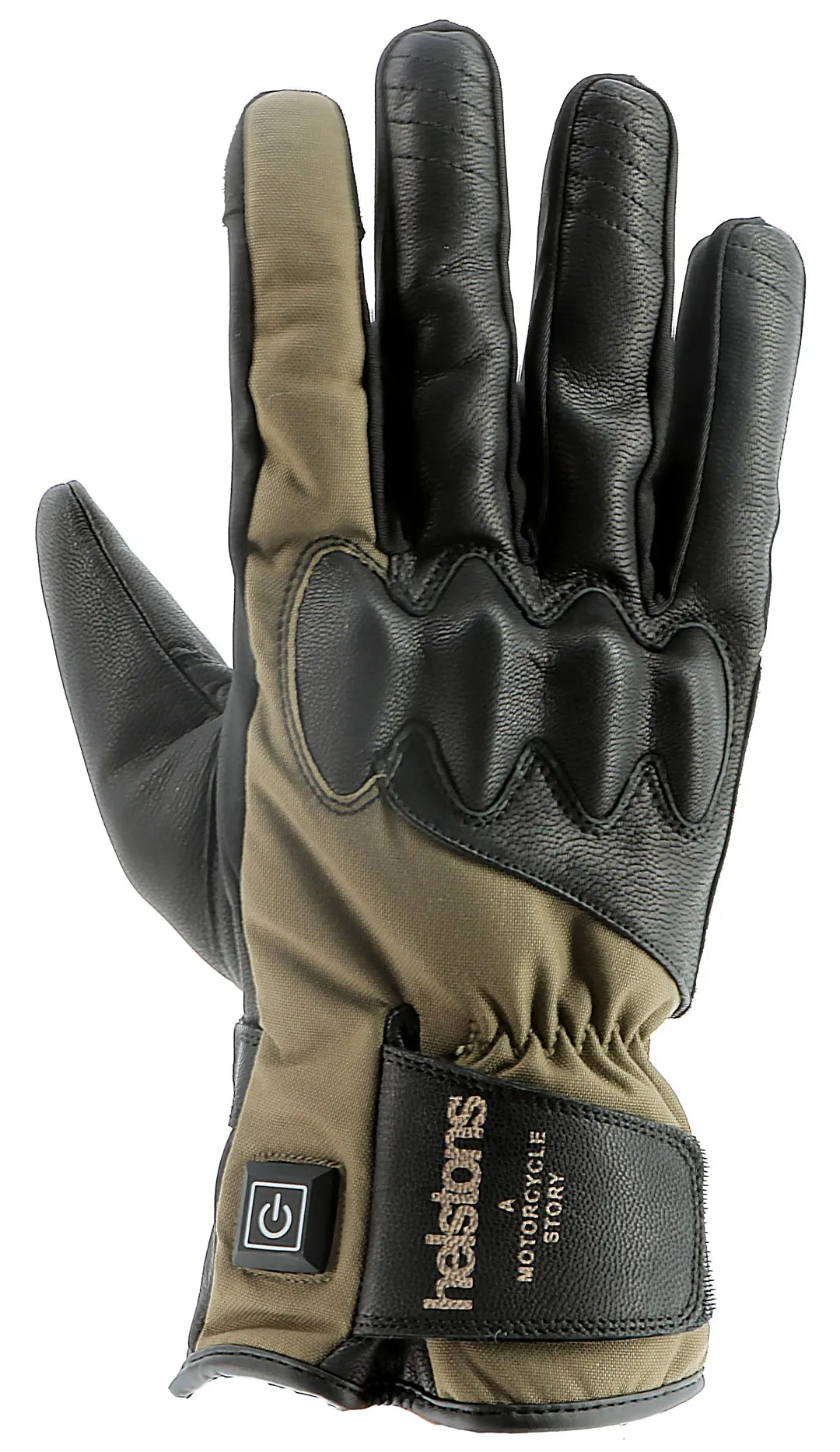 Gants chauffants Helstons Curtis heating hiver cuir noir kaki