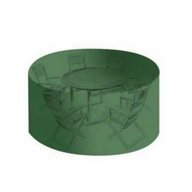 Housse  salon de jardin PVC ronde diamètre 184 cm - hauteur 120 cm avec gillets - couleur verte - haute résistance