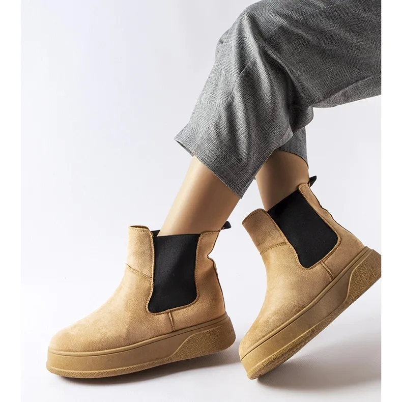 Inna Bottines beige foncé sur la plateforme Benilde