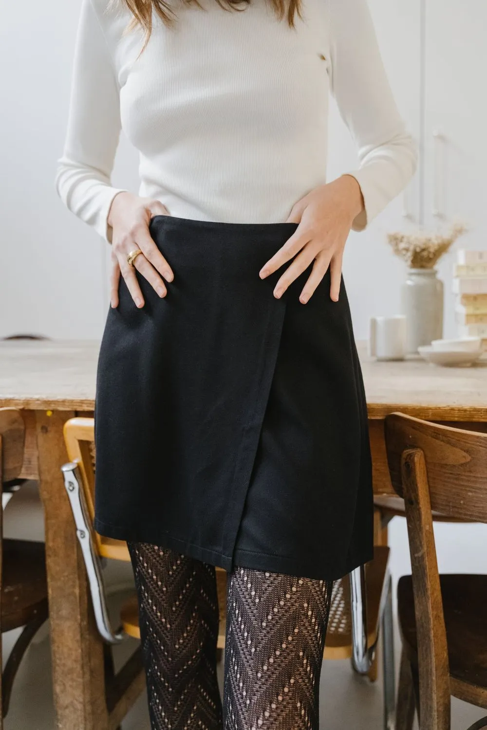 Jupe portefeuille fluide en ecovero et lenzing | noir "filia - black" femme