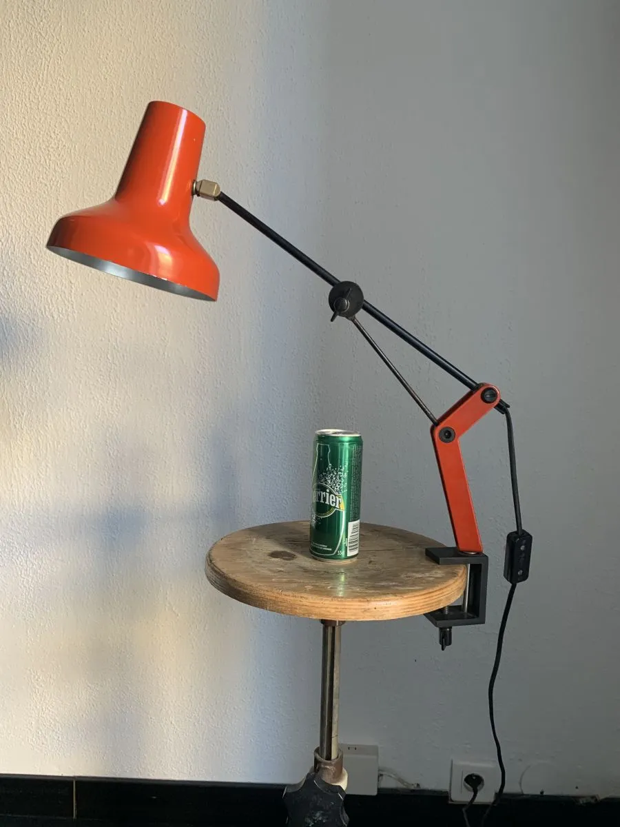 Lampe vintage 1970 bureau architecte RDA (DDR - GDR) rouge -