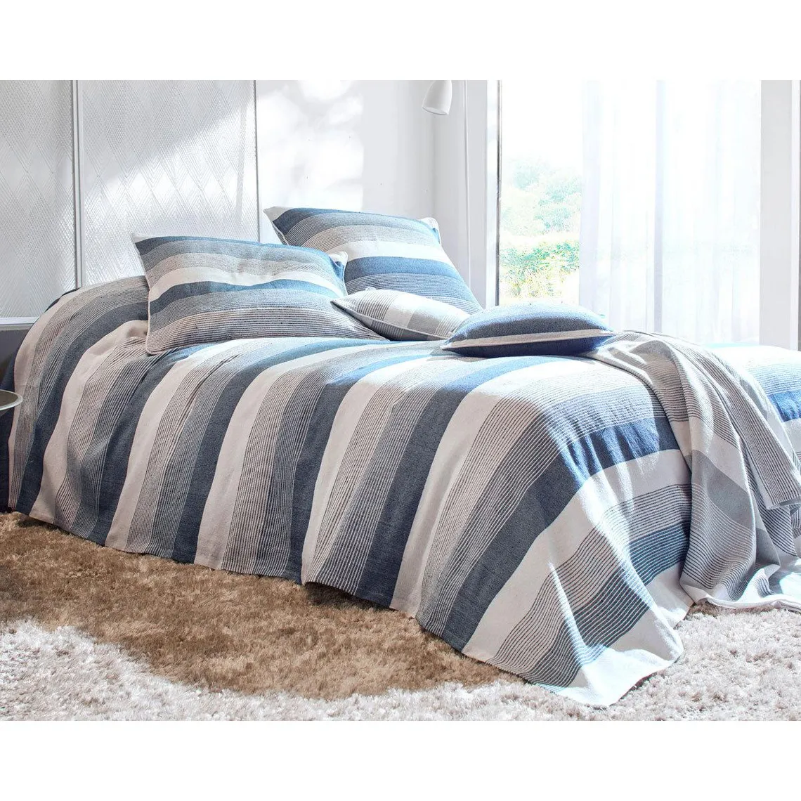Lot de 2 housses de coussins TREPORT - bleu indigo | 3 Suisses