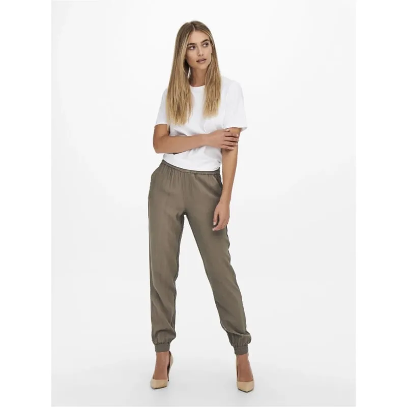 Pantalon fluide bas resséré kelda marron femme - Only | wimod
