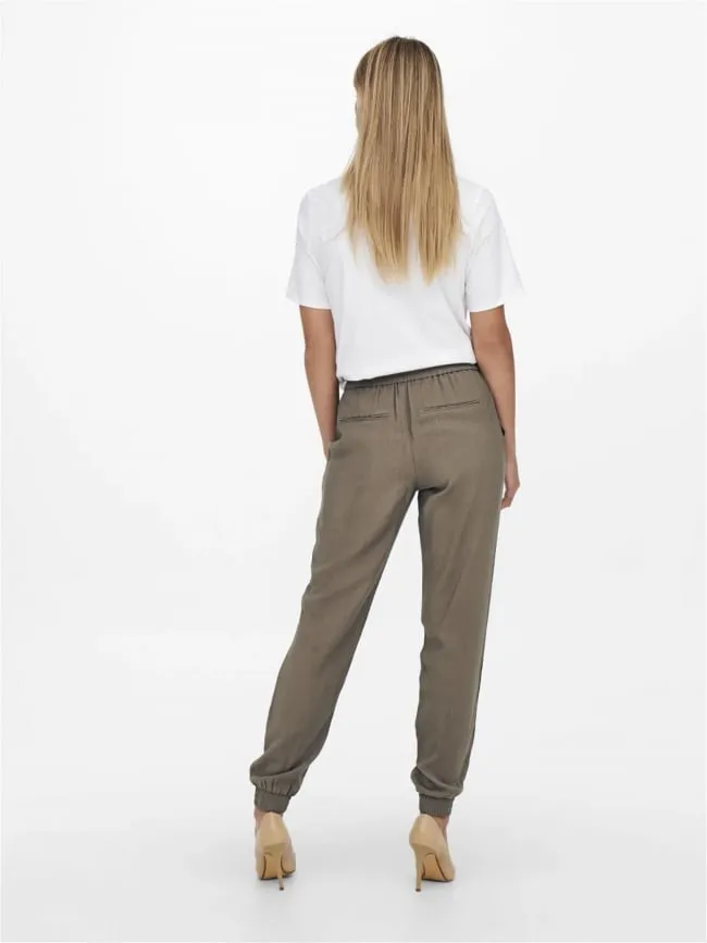 Pantalon fluide bas resséré kelda marron femme - Only | wimod