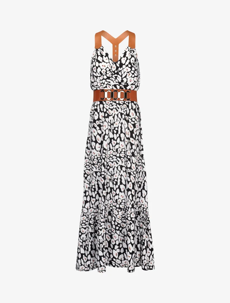 Robe à bretelles style sangles en simili - Noir