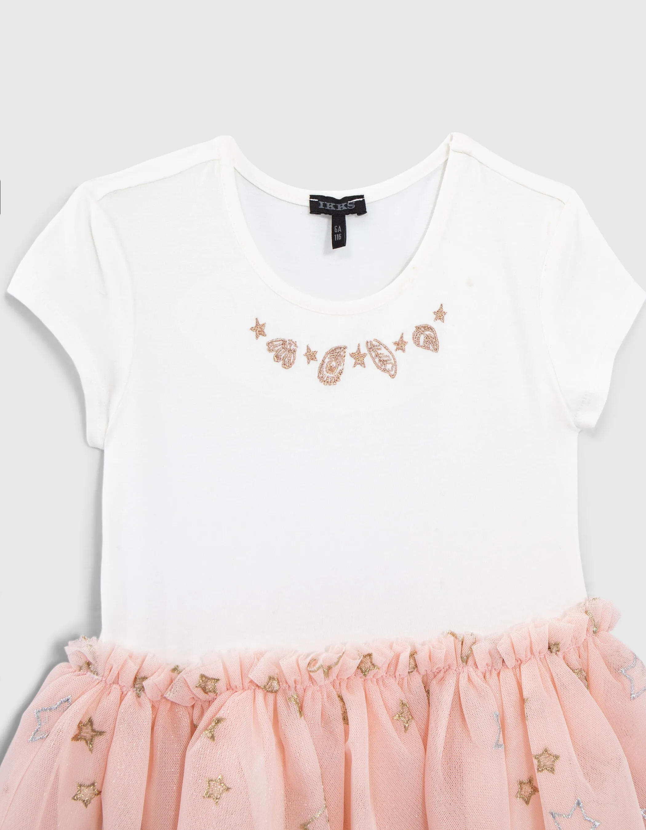 Robe bicolore bi-matière tulle brodé fille