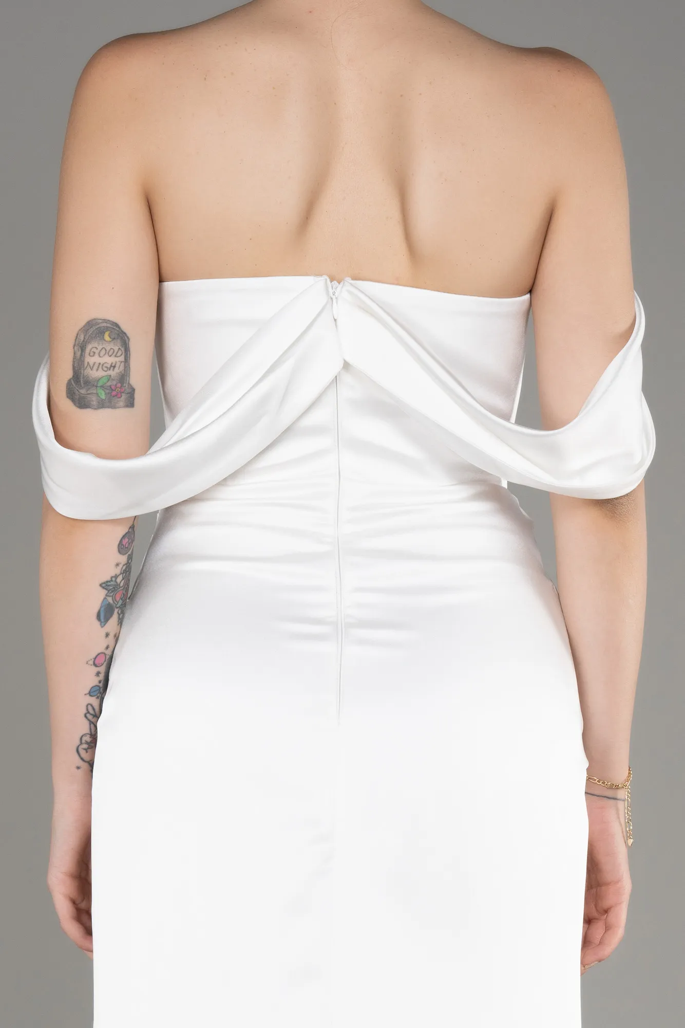 Robe de Soirée Longue Satin Noir ABU3964