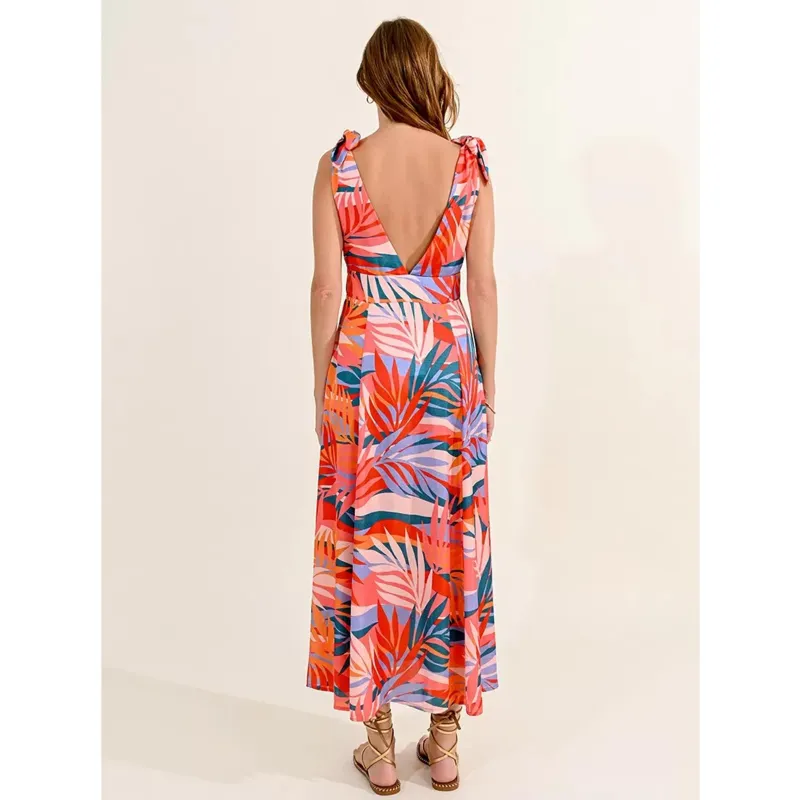 Robe longue bretelles nouées multicolore femme - Molly Bracken | wimod