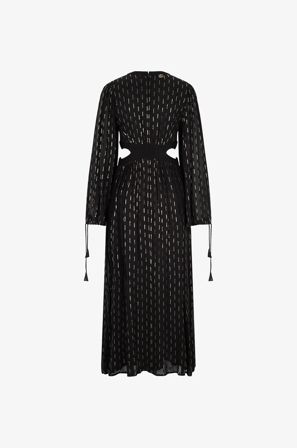 Robe longue en georgette à sequins et découpes taille