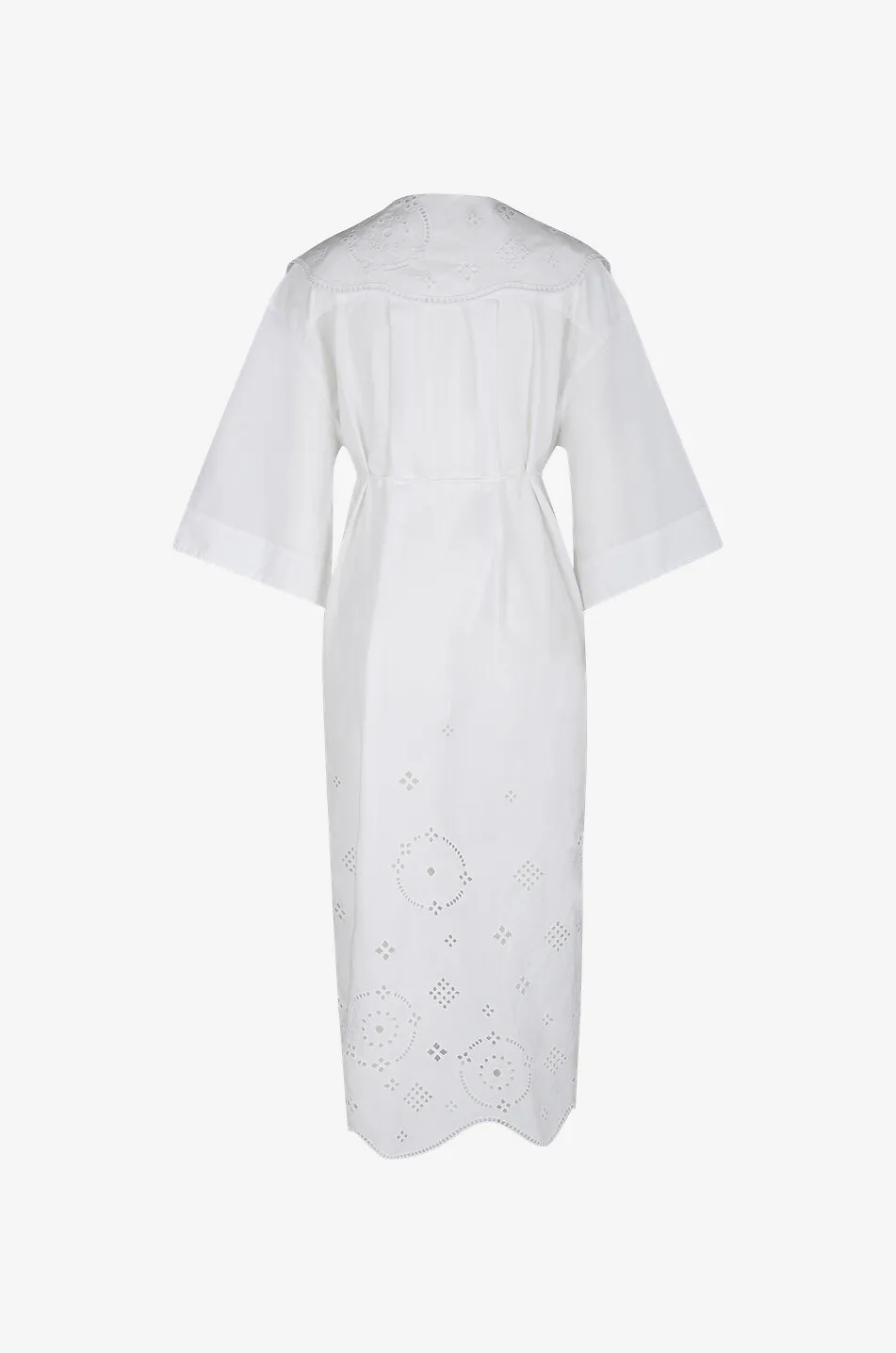 Robe midi oversize en coton biologique à broderies anglaises