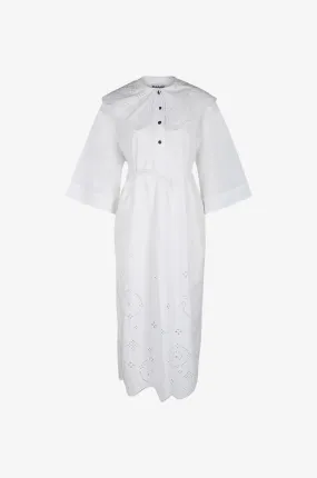 Robe midi oversize en coton biologique à broderies anglaises