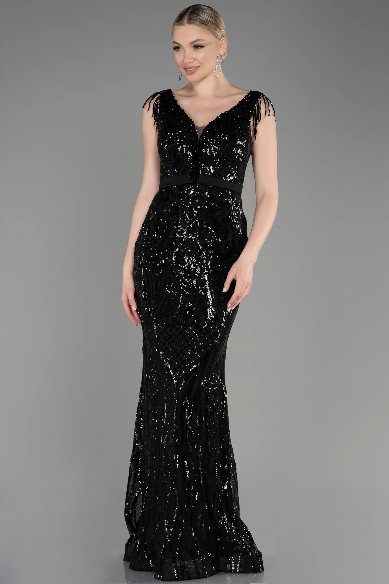 Robe Queue de Poisson Longue Noir ABU3874