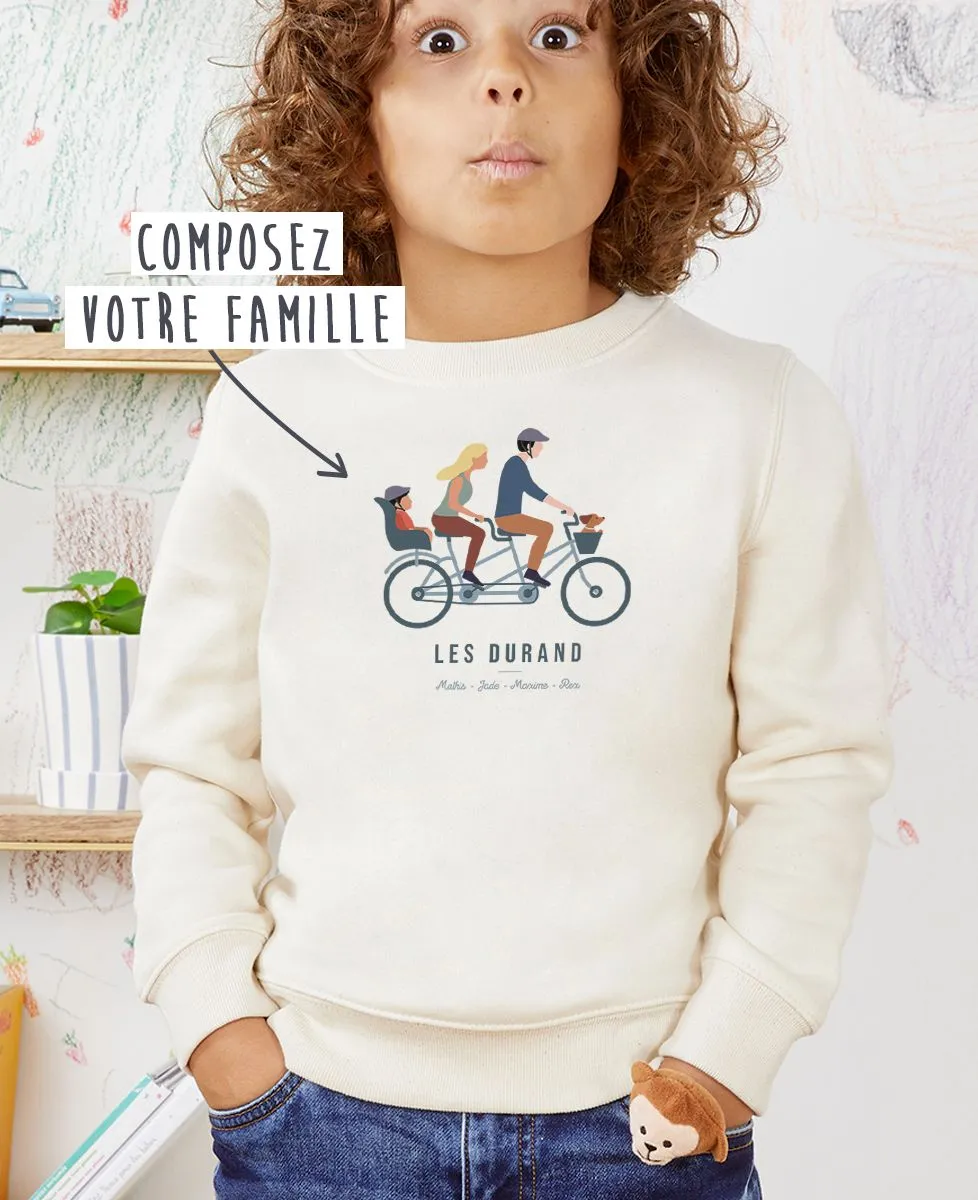 Sweatshirt enfant Famille à vélo personnalisé