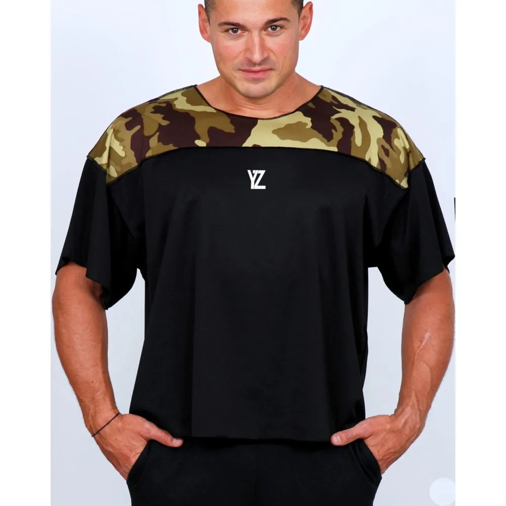 T-SHIRT NOIR ET CAMOUFLAGE JUNGLE RAGTOP BICOLORE HOMME | YALOUZ SPORT