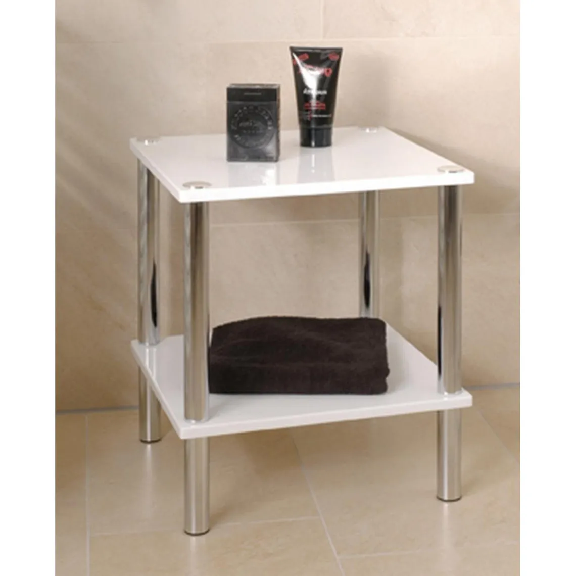 Table d'appoint blanc double plateau | 3 Suisses